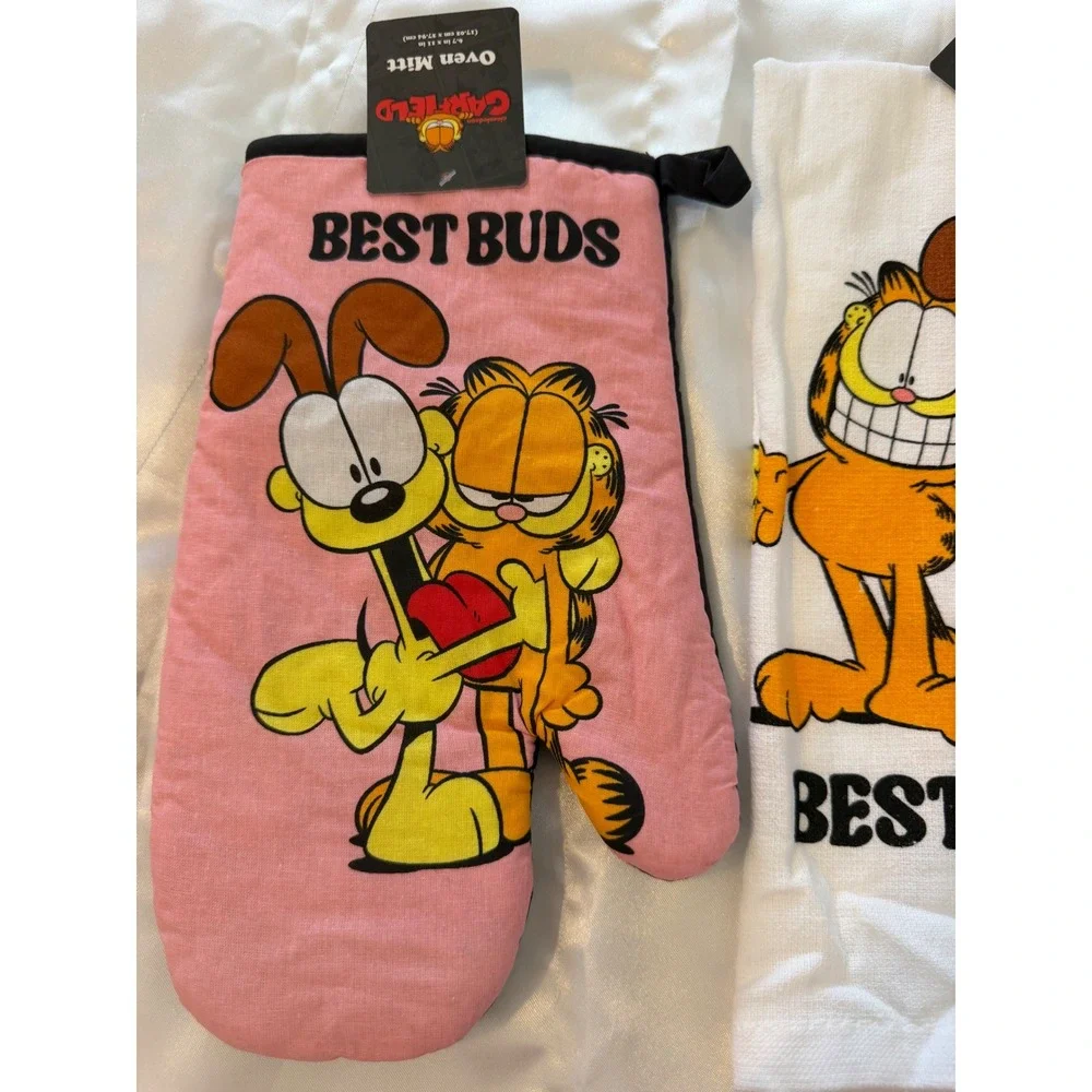 Garfield Odie Best Buds 4pc Kitchen Set Oven Mitt Pot Holder Towel Mini Mitt New